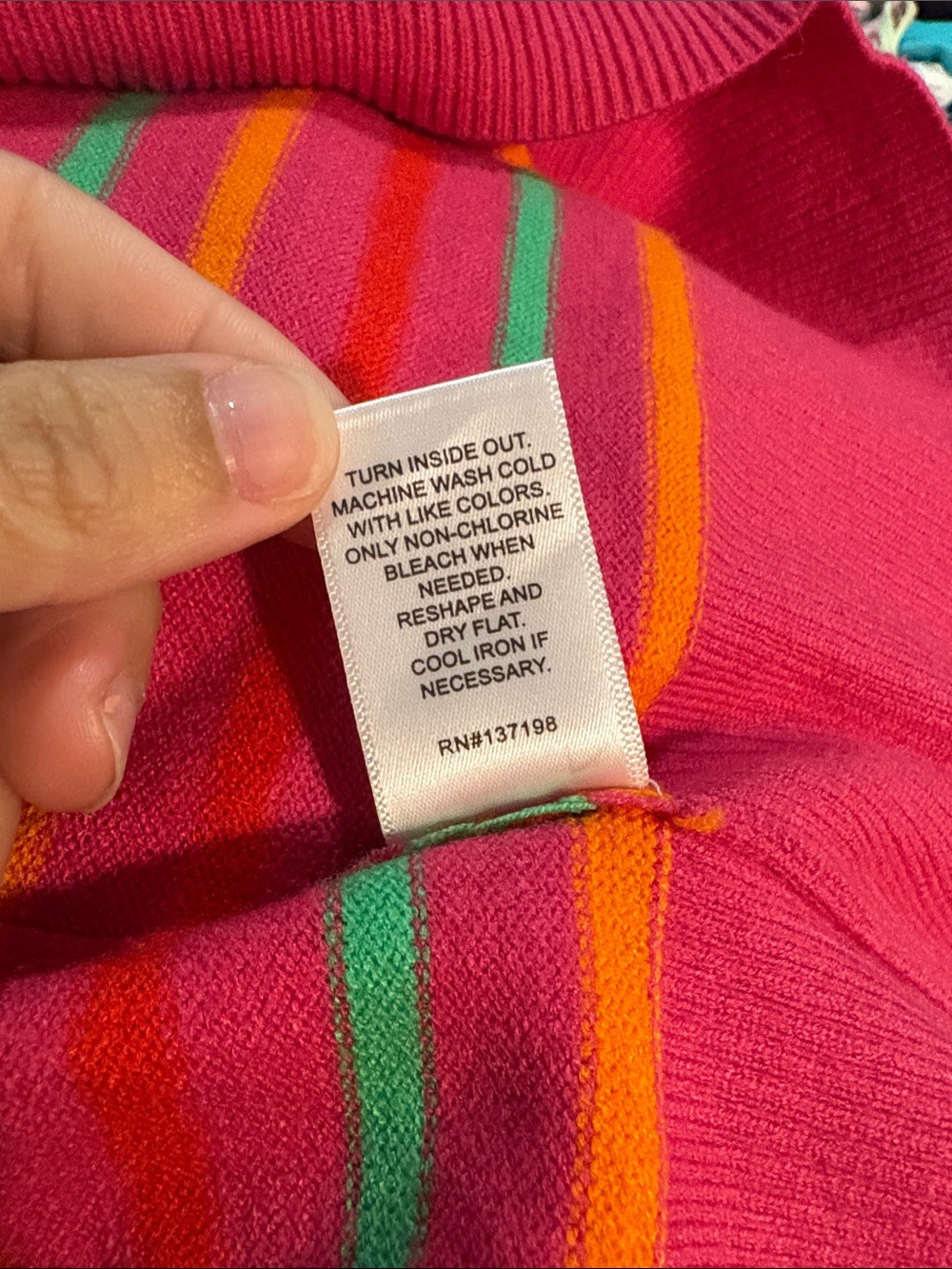Kerri Rosenthal “Next Smile’s On You” Stripe Embroidered Sweater SZ M EUC - Picture 6 of 6